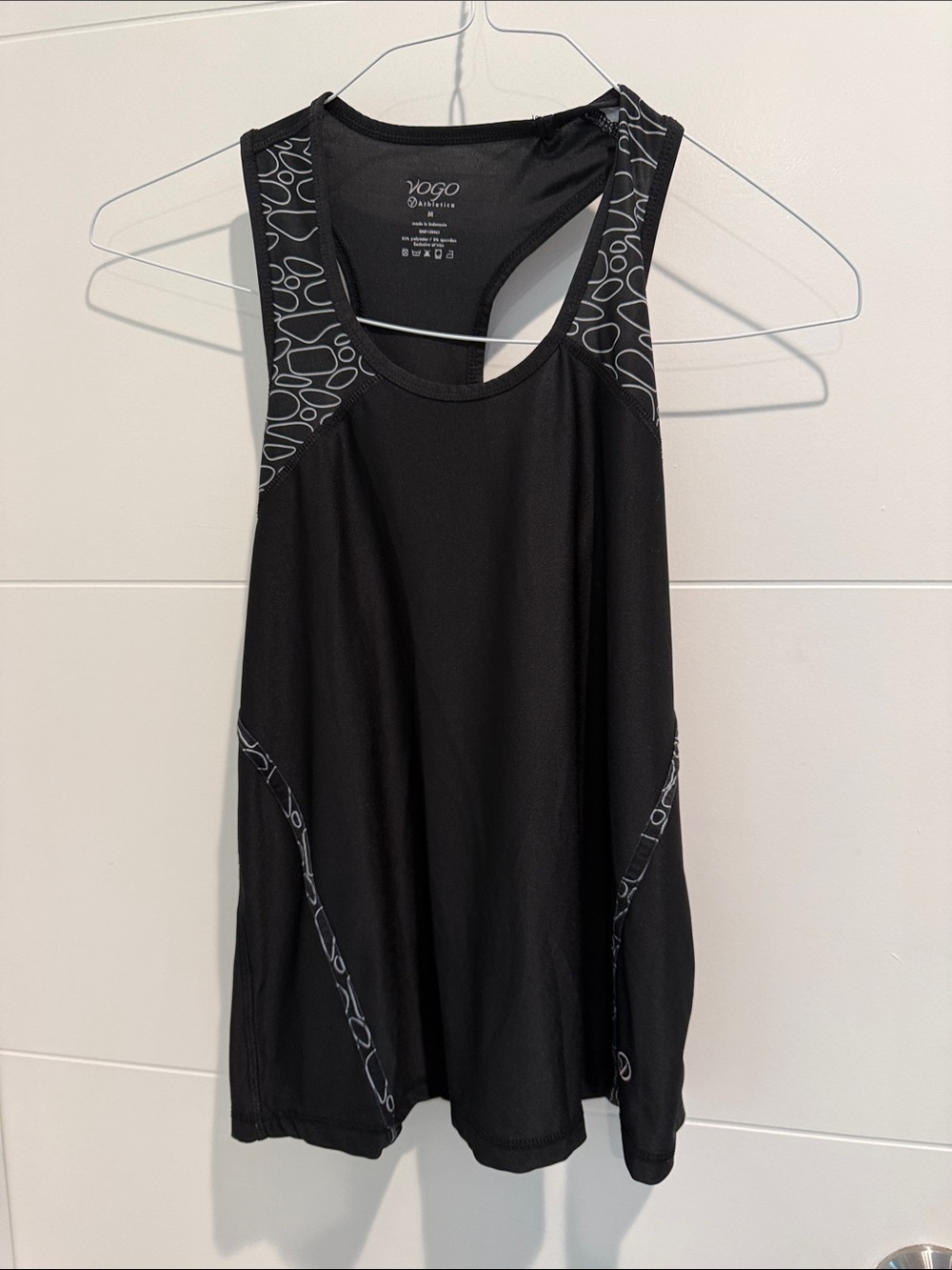 VOGO Athletica Black Racerback Tank with White Logo